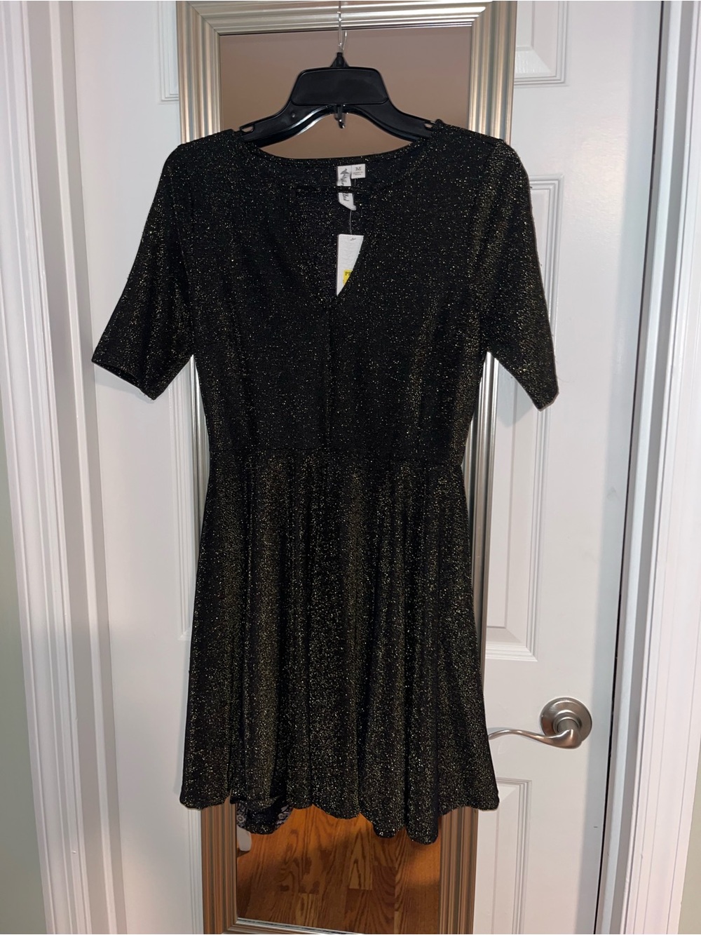 Others Follow Black Sparkle Fit-and-Flare Dress